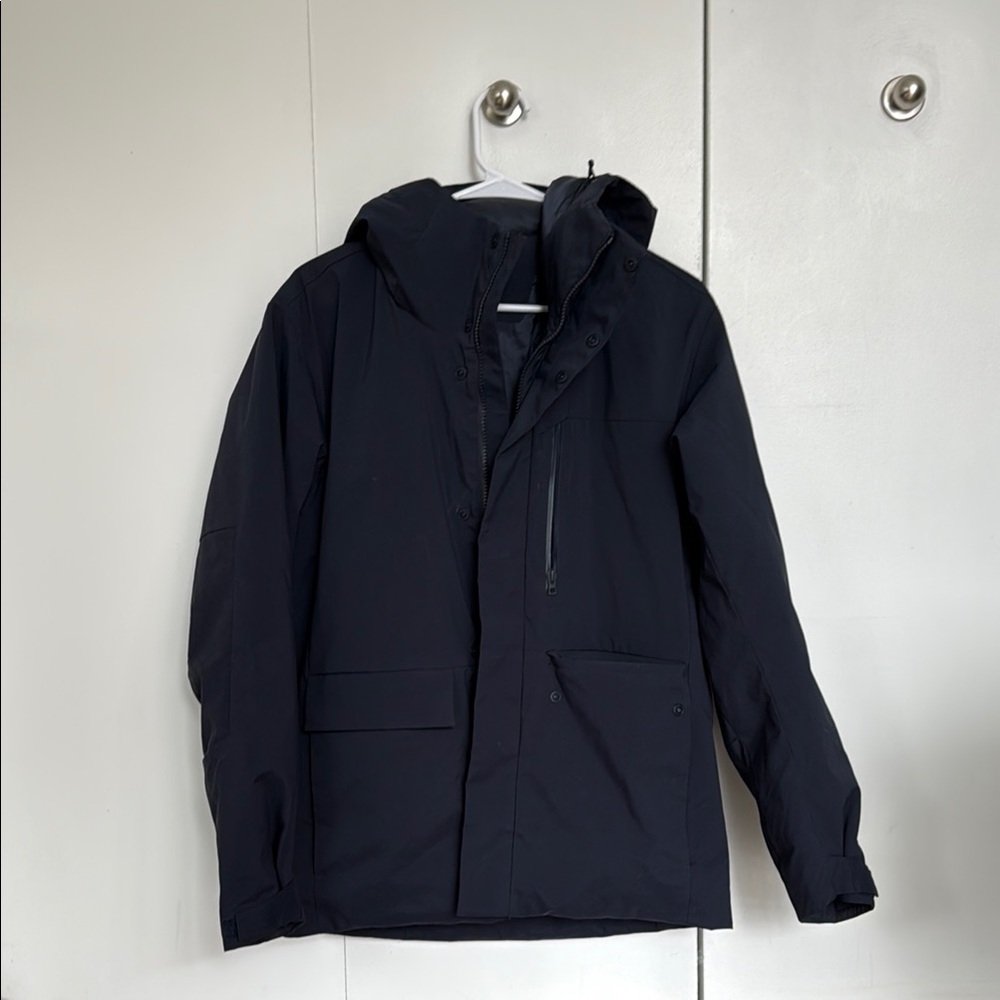 Uniqlo Blue Hooded Parka Jacke with Full-Length Zipper